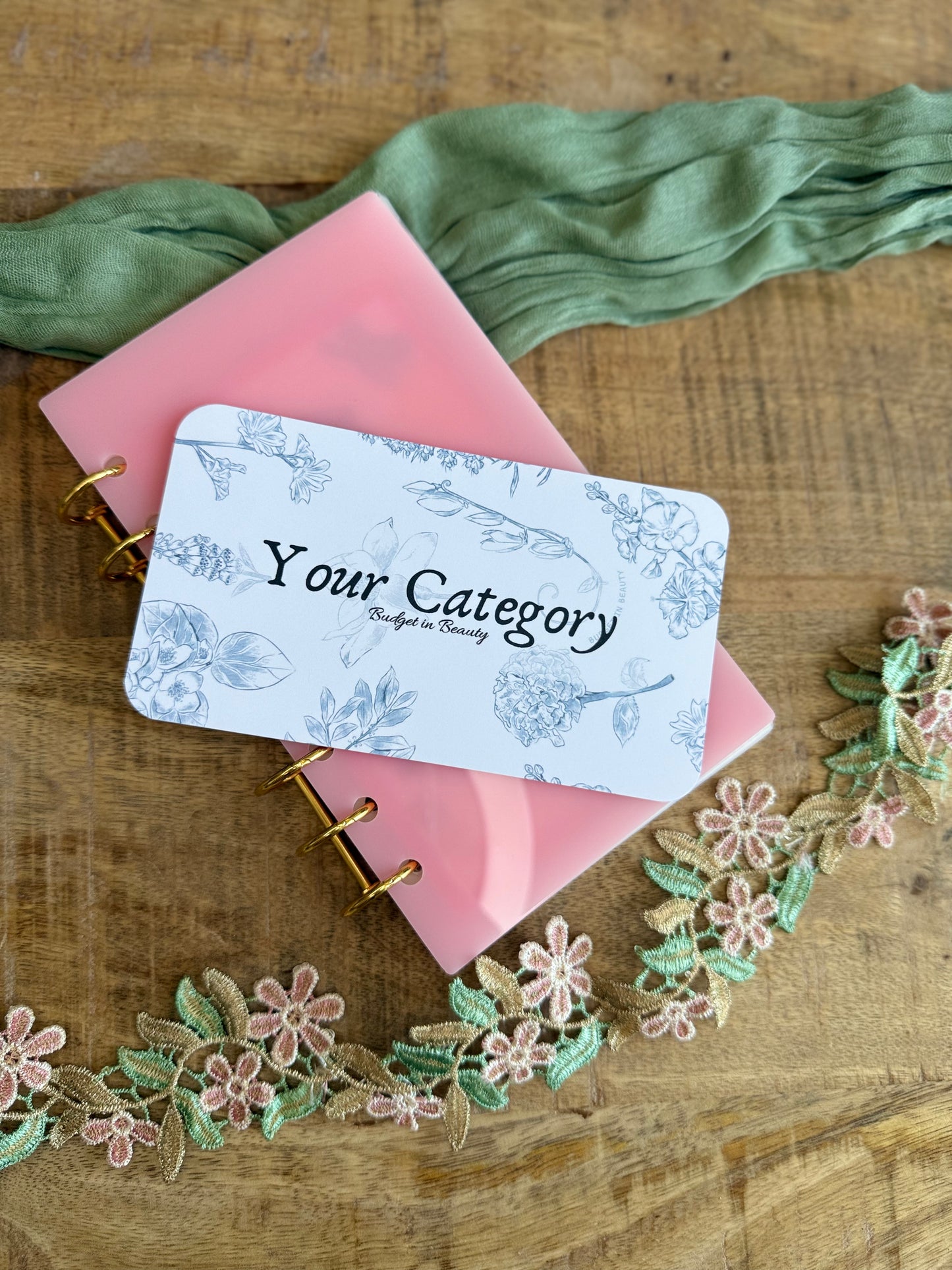Blue Fineline Flowers Soft & Cute Dashboards for Cashstuffing | A6 Sized Dashboard