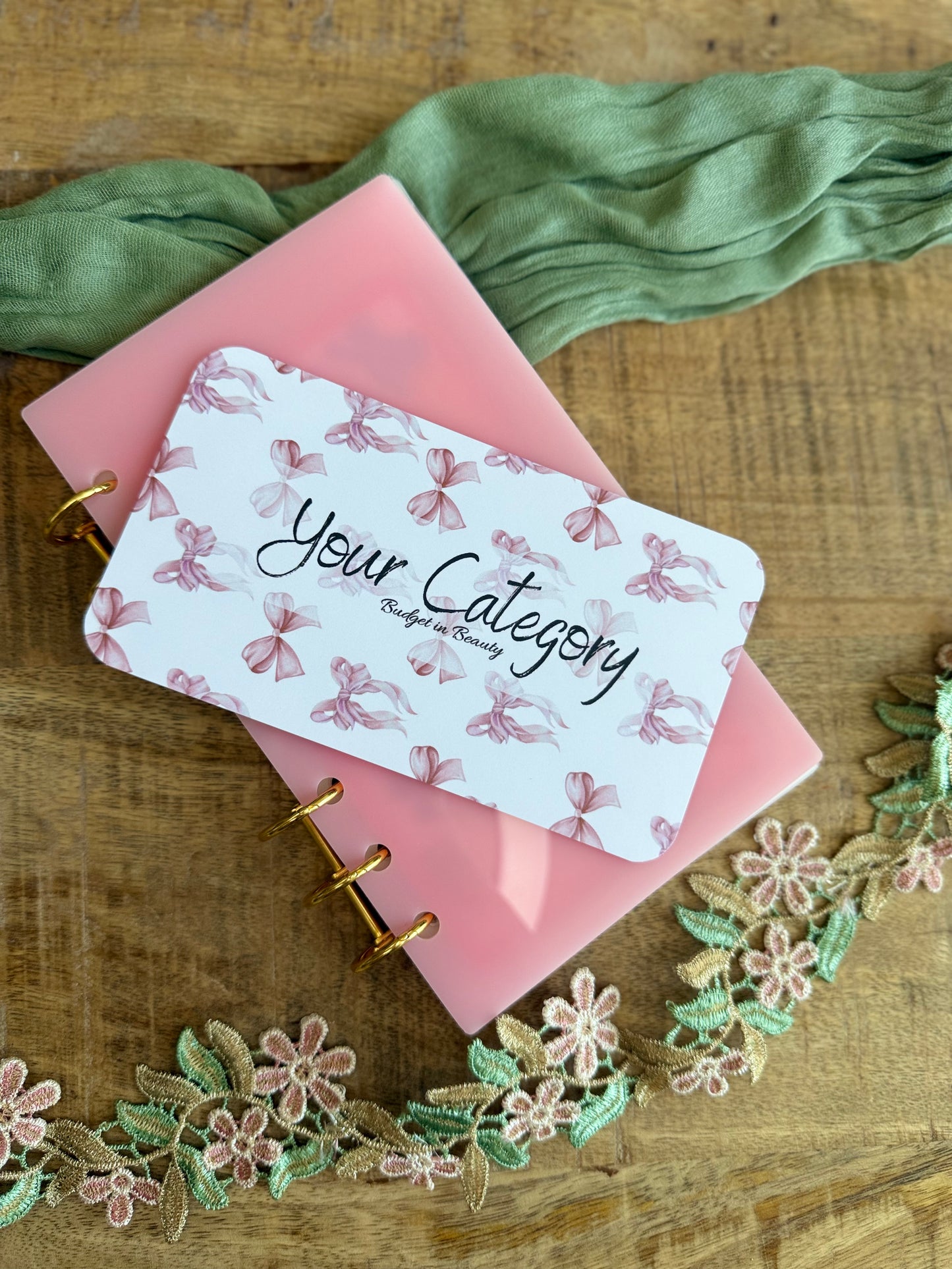 Pink Bows Soft & Cute Dashboards for Cashstuffing | A6 Sized Dashboard