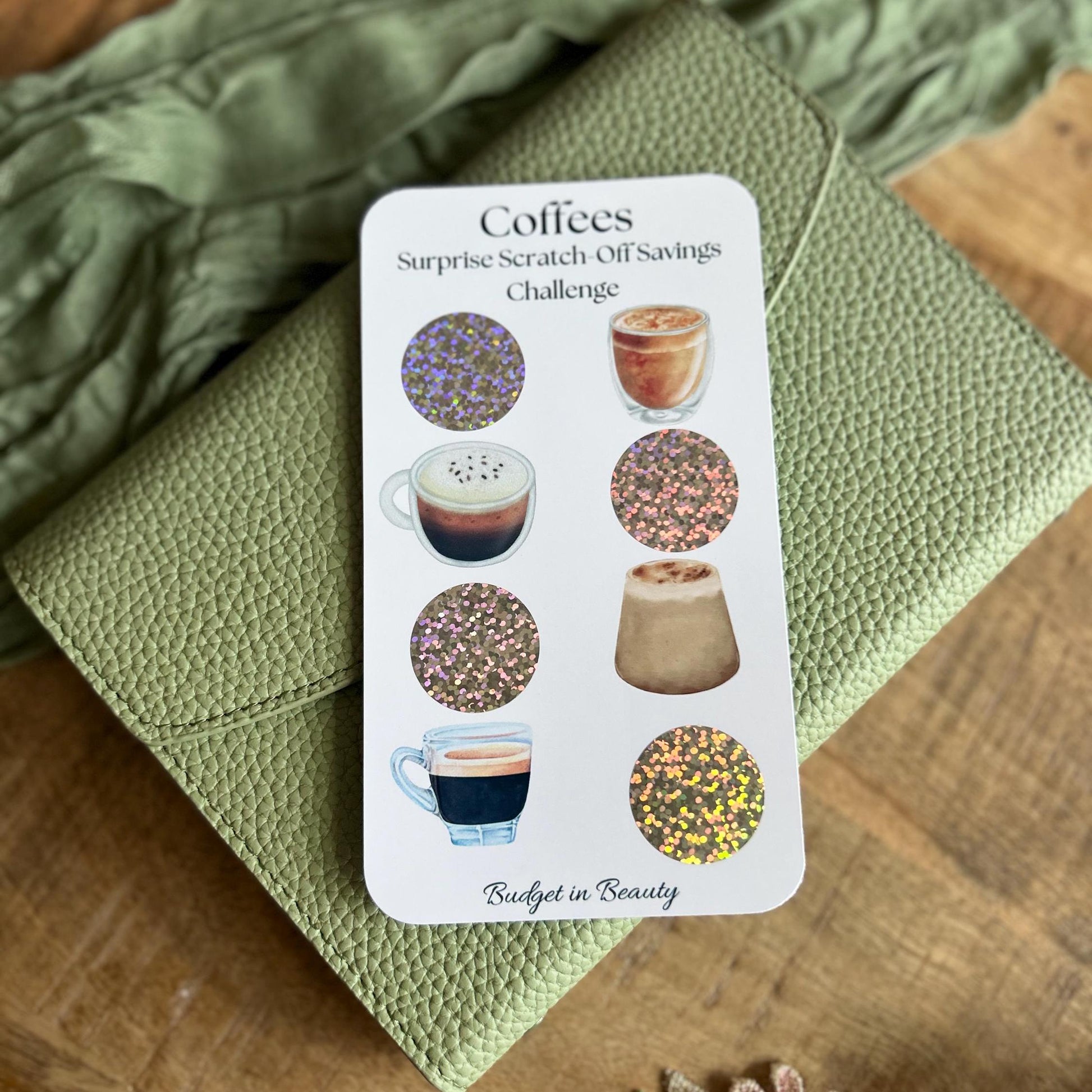 Cute coffee off saving challenges. Budget cash stuffing