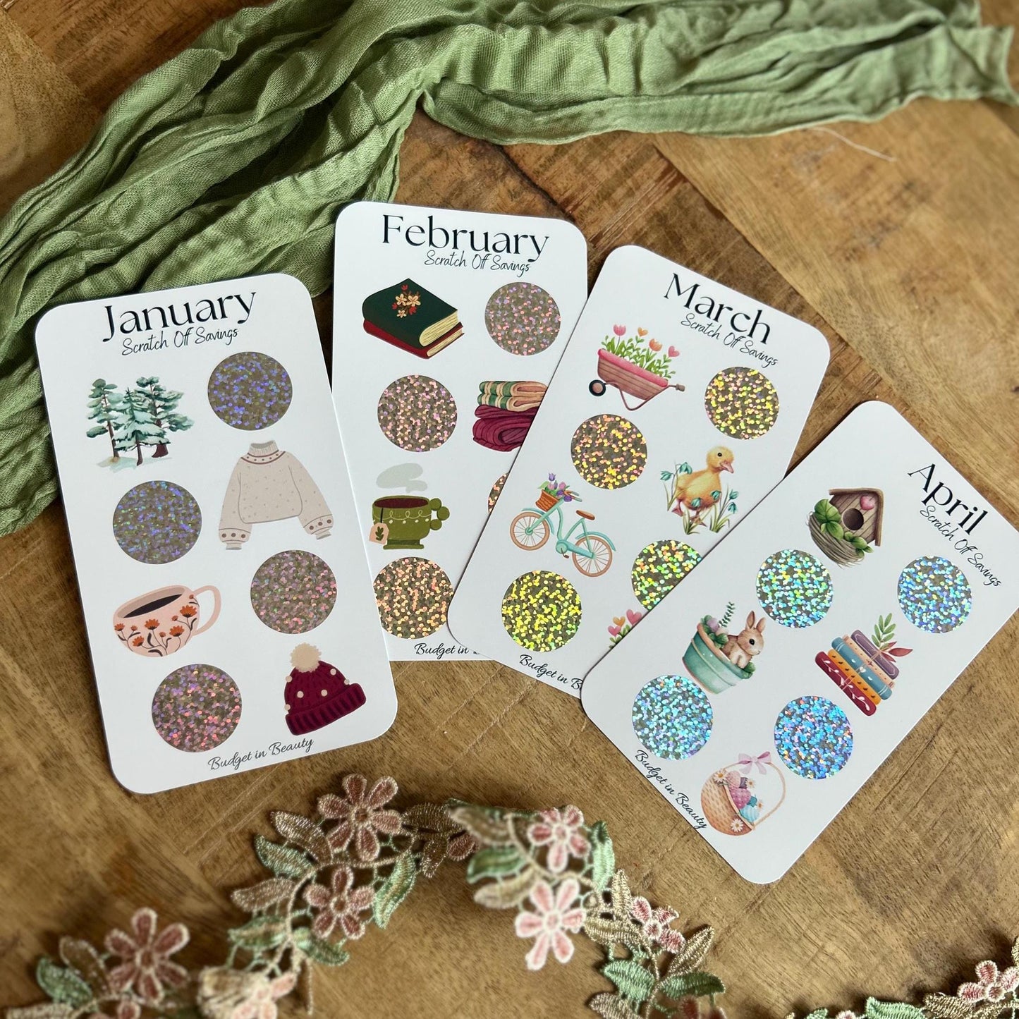 12 Months Scratch Off Savings Challenge |Budget Cash Stuffing