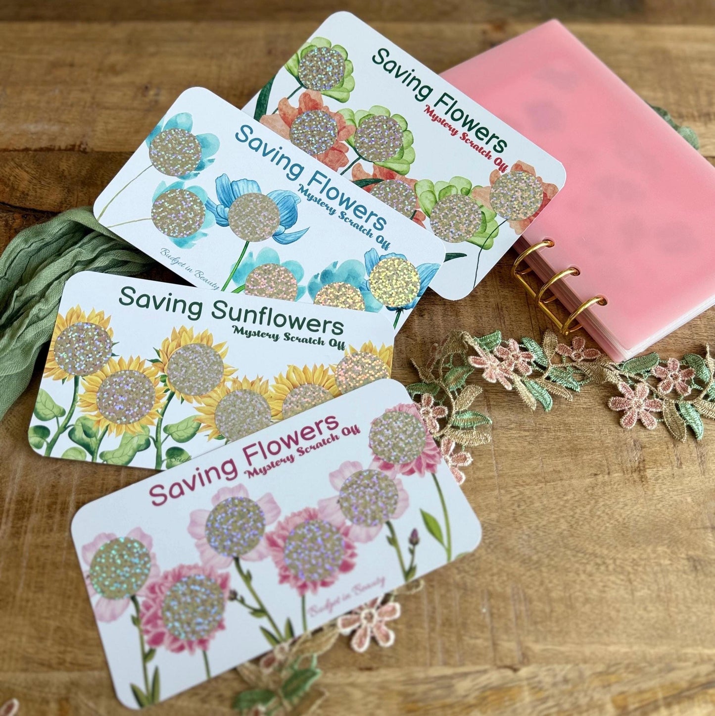 Saving Flowers Scratch Off Saving Challenges | Budget Cash Stuffing